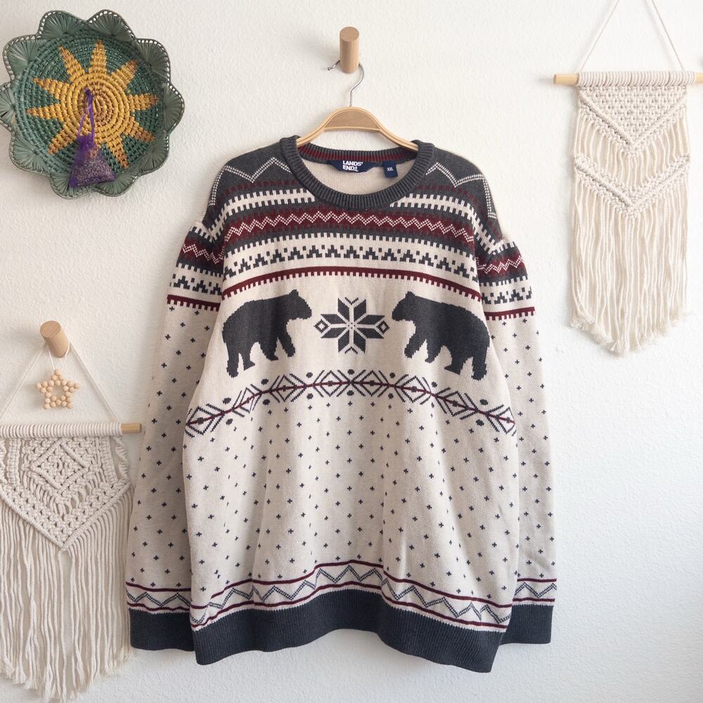 Lands’ End Nordic Bear Sweater Sweater Size XXL Men's